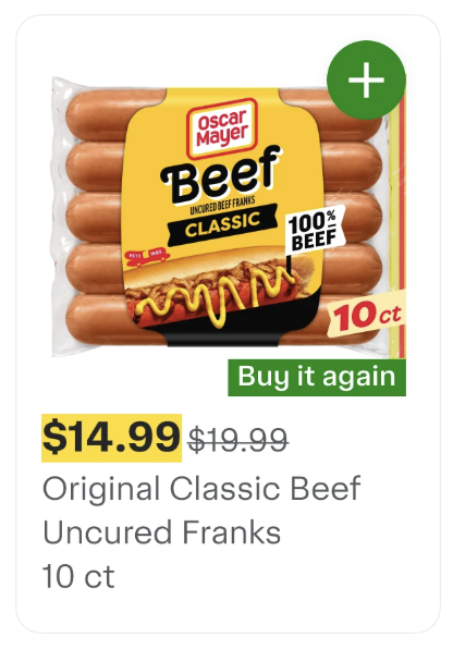 Shows item cards with strikethrough pricing.